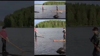Akrobatiaa kelluvalla tukilla/Acrobatics on a floating log - Rauhalahti Kuopio #shorts #lumberjacks