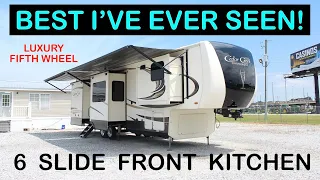 LARGEST Kitchen you've EVER seen in an RV! Cedar Creek Champagne 38EFK - Front Kitchen