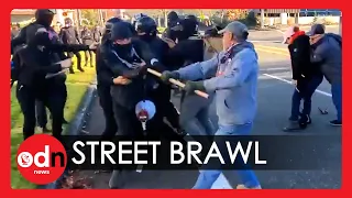Huge Brawl Erupts Between Trump Supporters and Counter-Protesters in Olympia, Washington
