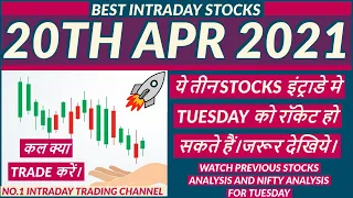 BEST INTRADAY STOCKS FOR 20 APRIL 2021 | INTRADAY TRADING SOLUTION | INTRADAY TRADING STRATEGY