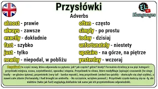 Przysłówki angielski słownictwo gramatyka - Adverbs in English vocabulary grammar