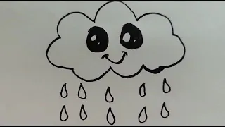 How to draw simple cloud rain ~ step wise step tutorial for kids ||easy drawing for kids