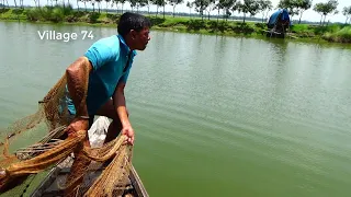 Net Fishing on Boat।Traditional Cast Net Fishing in River।fishing videos (part-759)