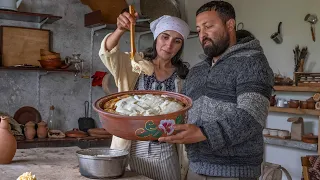 Cooking Greek style Moussaka in a remote village on a rainy day!