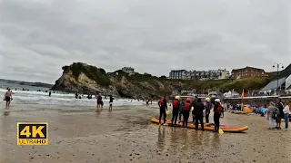 [4K] 🇬🇧 Towan Beach Walk  Newquay Cornwall - Surfing Capital of England