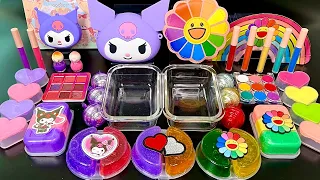 [ASMR]Mixing Kuromi VS SunFlower  MakeUp Eyeshadow Into Clear Slime. satisfying (196) 쿠로미 썬플라워 슬라임