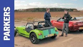 Mazda MX-5 vs Caterham 420R Twin Test | Who makes the best convertible sports car?