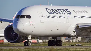 CLOSE UP Qantas Boeing 787-9 Takeoff Adelaide Airport