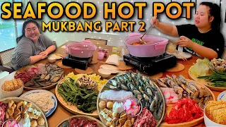 Giant Seafood Hot Pot Mukbang Part 2 먹방 Eating Show (Giant Shrimp, Mussels, Fish, Meat and More!!!)