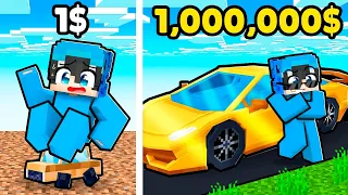 COCHE de 1$ vs COCHE de 1,000,000$ en Minecraft