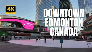 Downtown Edmonton Walking Tour - Main Street of Edmonton, Alberta, Canada 4K