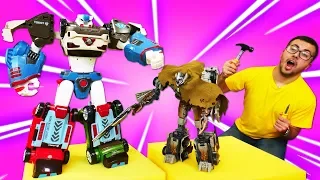 Transformers robot Deseptikonlara karşı. 3 arabadan 1 robot! Çocuk oyunları