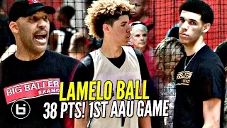 LaMelo Ball Gets SAUCY in 1st AAU Game W/ LaVar Coaching & Lonzo Watching!! Melo Leads Team Win!!