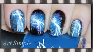 Молния Маникюр в домашних условиях (роспись ногтей)  | Storm, Electric Lightning Nail Art