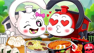 Baby Choo Choo Charles FALL in LOVE? Mukbang Convennience Store Food | CookMuk