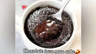 1 min Easy Chocolate Lava Mug Cake🥧 | No egg, No oven, No butter.