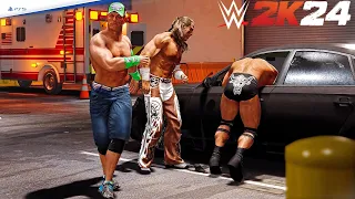 WWE 2K24 | John cena vs Triple H vs The Rock vs Shawn Michaels Backstage Brawl!