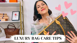 HOW TO CARE FOR YOUR LUXURY HANDBAGS 👛 cleaning tips, how to store & more| mrs_leyva
