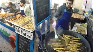 Huge Dose of Fried Fish and Seafood. Kiev Street Food, Ukraine