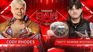 FULL MATCH: Cody Rhodes vs "Dirty' Dominik Mysterio | WWE RAW 09/18/23