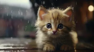 😺 cute kitten was caught in the rain - poor cute kitten - nature sound rain 💦