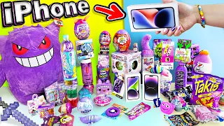 Abriendo SÓLO lo Color MORADO 💜 iPhone 14, Pokemon, Minecraft, Squishmallows - Hellomaphie en POPU