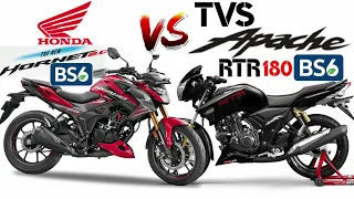 2020 Honda Hornet 2.0 Vs Tvs Apache RTR 180 BS6 | Mileage | Top Speed | Price | Features |