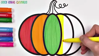 ( Vegetables ) Pumpkin Drawing and Marker Rainbow Coloring | Akn Kids House