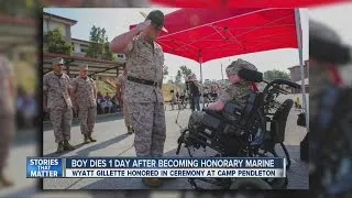 Boy dies one day after becoming honorary Marine