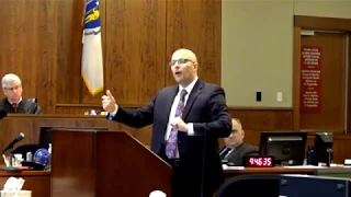Attorney John L. Calcagni III delivers a closing argument in a child molestation trial.