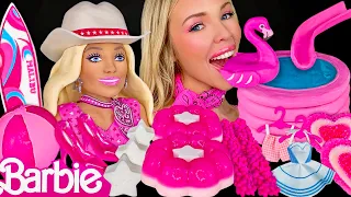 ASMR BARBIE DESSERTS MUKBANG, Pool Cake, Malibu Surfboard, Star Jelly, Flower Cookies Giveaway 먹방