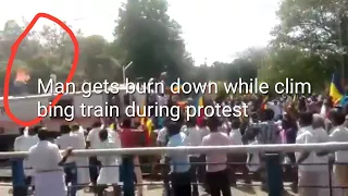 Man gets electric shock and burns down after climbing on Train during protest| Tamil Nadu Protest