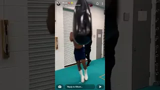 Anthony Joshua training head movement for Usyk rematch on heavy bag