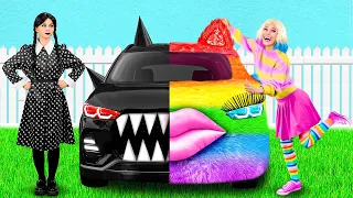 Rainbow Car vs Black Car Challenge by TeenChallenge