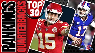 TOP 30 QUARTERBACK RANKINGS - Fantasy Football DRAFT ADVICE - Fantasy Football Strategy