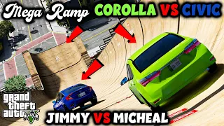 GTA 5 Pakistan | Toyota Corolla Vs Honda Civic Vs MEGA RAMP | Micheal Vs Jimmy | Urdu | MZB GAMER