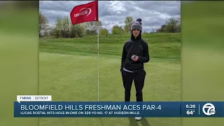 Hole-in-one on a Par 4! Bloomfield Hills freshman golfer Lucas Dostal does it