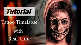 Black and Grey - Tattoo Timelapse with Real Time