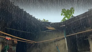 Fall asleep fast in 5 minutes with rain sounds for sleeping 1 hour on roof without thunder in rural