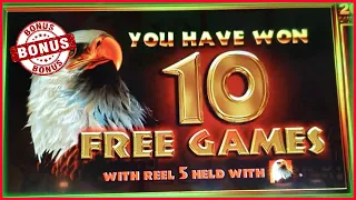 EAGLE BUCKS SLOT MACHINE I GOT 5th REEL HELD BONUS GREAT COMEBACK