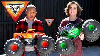 Driving Monster Jam RC and MEGA RC Trucks! - Revved Up Recaps Toy Challenges with Monster Jam Trucks