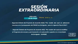 En Vivo, Sesión Extraordinaria. Segundo debate de los Proyectos de Acuerdo 020 y 021.