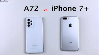 SAMSUNG A72 vs iPhone 7 Plus Speed Test & Ram Management