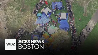 Tent encampments go up at Harvard University as students begin Pro-Palestinian protests