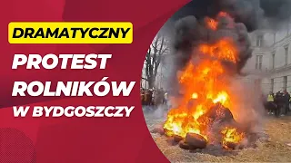 Dramatyczny protest rolników w Bydgoszczy. Zostali zaatakowani gazem