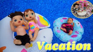 Baby Alive doll Abby’s Family Vacation Morning Routine swimming in the pool baby alive doll videos