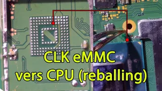 Switch OLED Damaged CLK point - rebuilding CPU trace to eMMC (eMMC reballing) (subtitle ON)