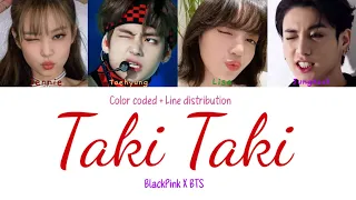 How would Jungkook,V and Jennie,Lisa sing 'Taki Taki' | Line distribution | Color coded lyrics