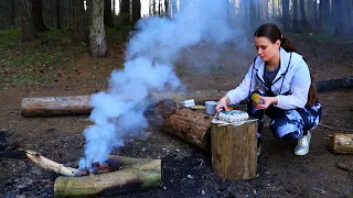 ASMR Solo beauty camping | I went alone into the woods to the lake| Cooking on a campfire|Relaxation