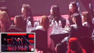 BLACKPINK ( 블랙핑크) and RED VELVET (레드벨벳) REACTION TO BTS (방탄소년단) 'MIC DROP' SMA 2018